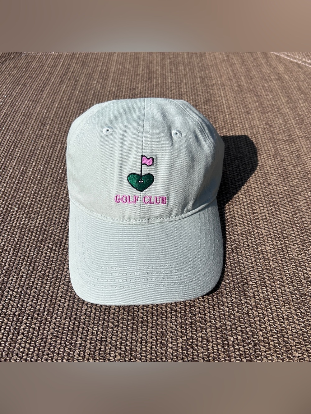 Frasier Sterling Sport GOLF CLUB Hat with Pink & Green Heart Flag Embroidery